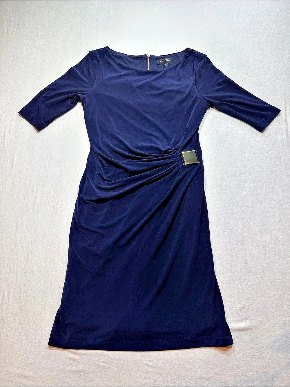Tahari Arthur S. Levine Ruched Midi Dress in Blue Size 6P